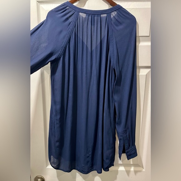 BCBG MAX AZRIA S Navy Blue Tunic Top Dress Rayon Crepe Relaxed R $198 - Picture 8 of 12